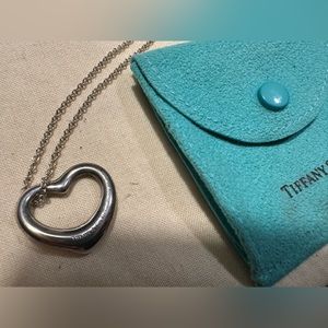 Tiffany & Co. Elsa Peretti Sterling Silver Open Heart Necklace - 16” Chain